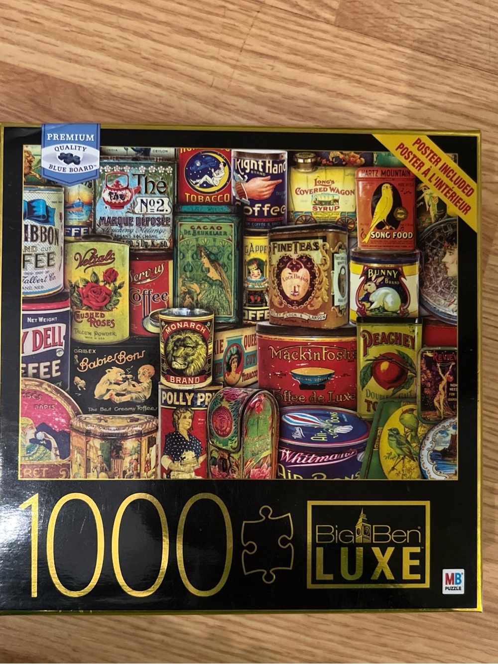 Big Ben Luxe 'Antique Advertising Cans' Puzzle. 1000 Pcs. Interlocking 27" x 20"
